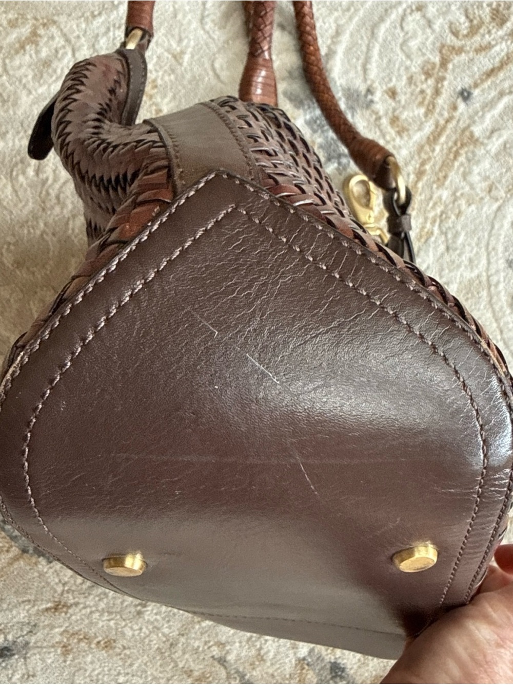 Cole Haan Woven Leather Shoulder Bag - Dark Brown - Picture 5 of 11